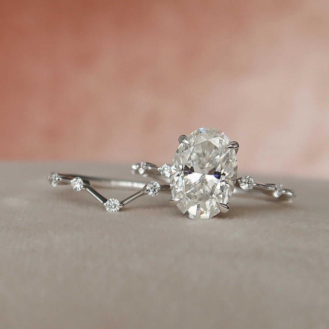 Marquise Cut Cluster Styled Lab Grown Bridal Ring Set