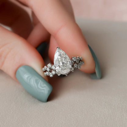 Marquise Cut Cluster Styled Lab Grown Bridal Ring Set