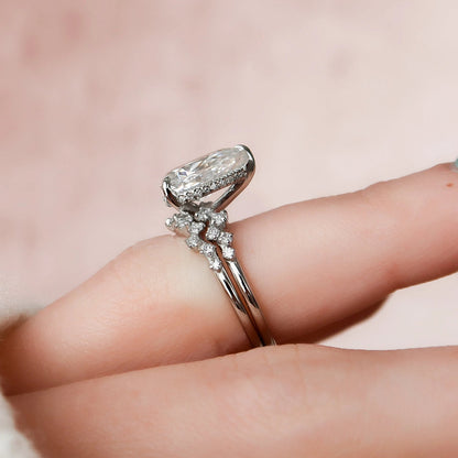 Marquise Cut Cluster Styled Lab Grown Bridal Ring Set