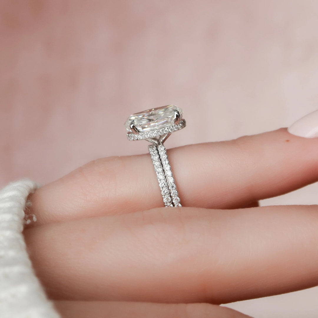 Marquise Cut Cluster Styled Lab Grown Bridal Ring Set