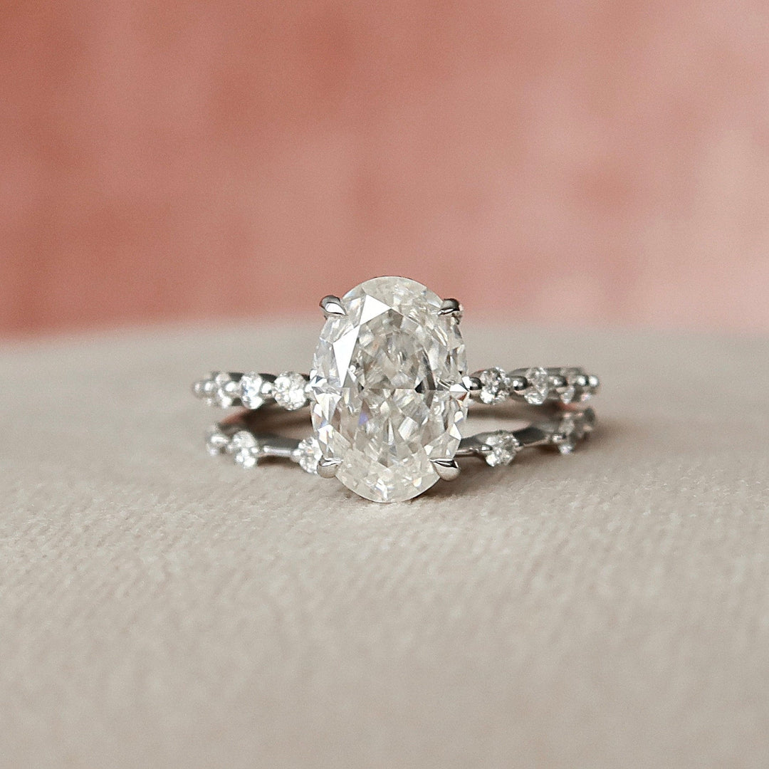 Marquise Cut Cluster Styled Lab Grown Bridal Ring Set