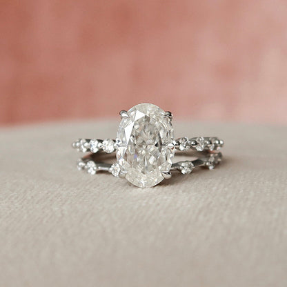 Marquise Cut Cluster Styled Lab Grown Bridal Ring Set