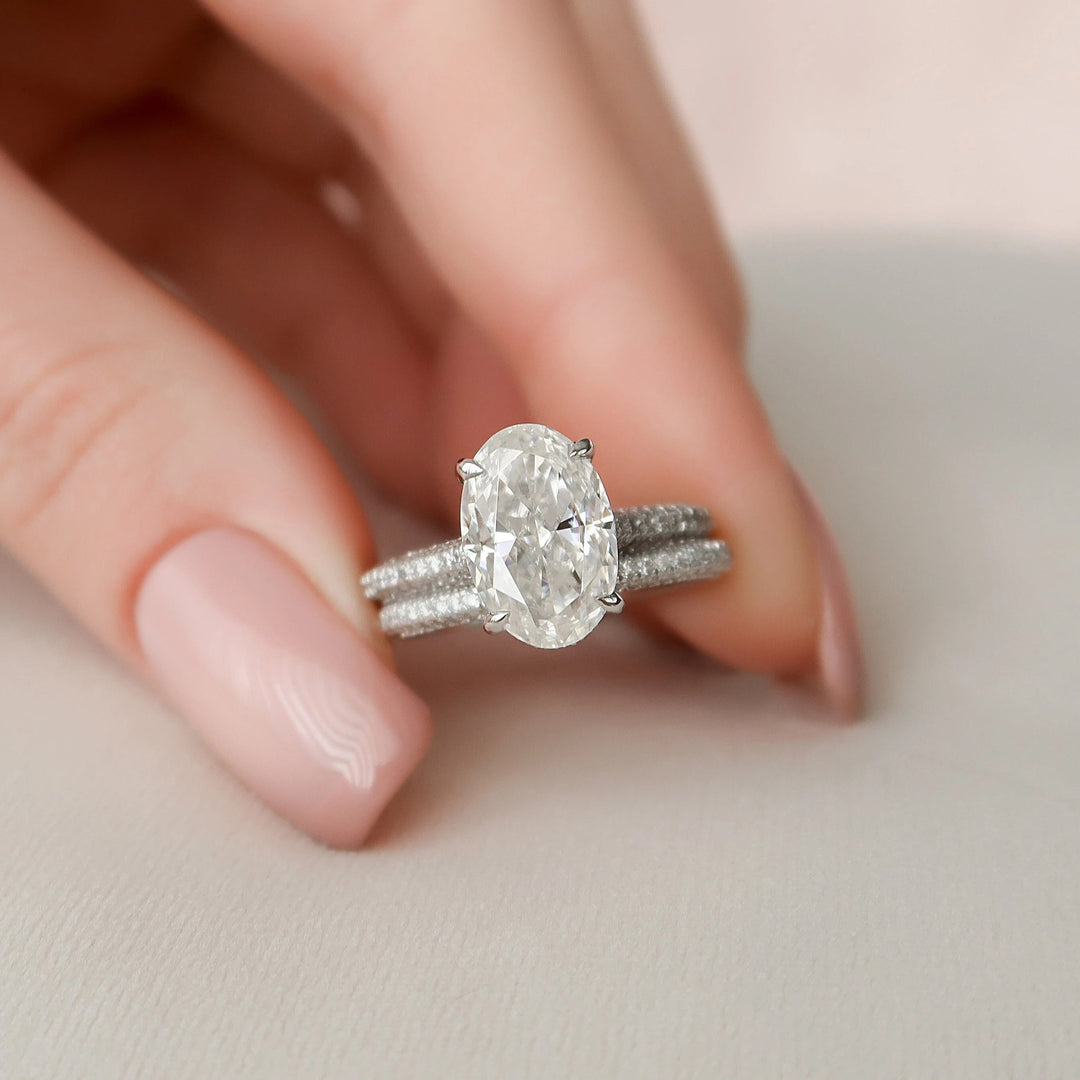 Marquise Cut Cluster Styled Lab Grown Bridal Ring Set