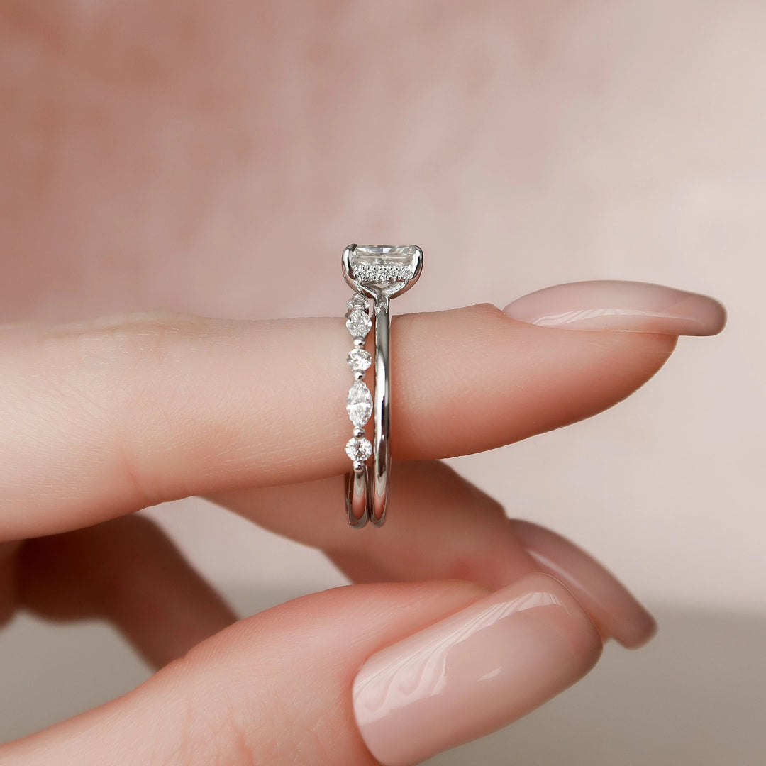 Marquise Cut Cluster Styled Lab Grown Bridal Ring Set