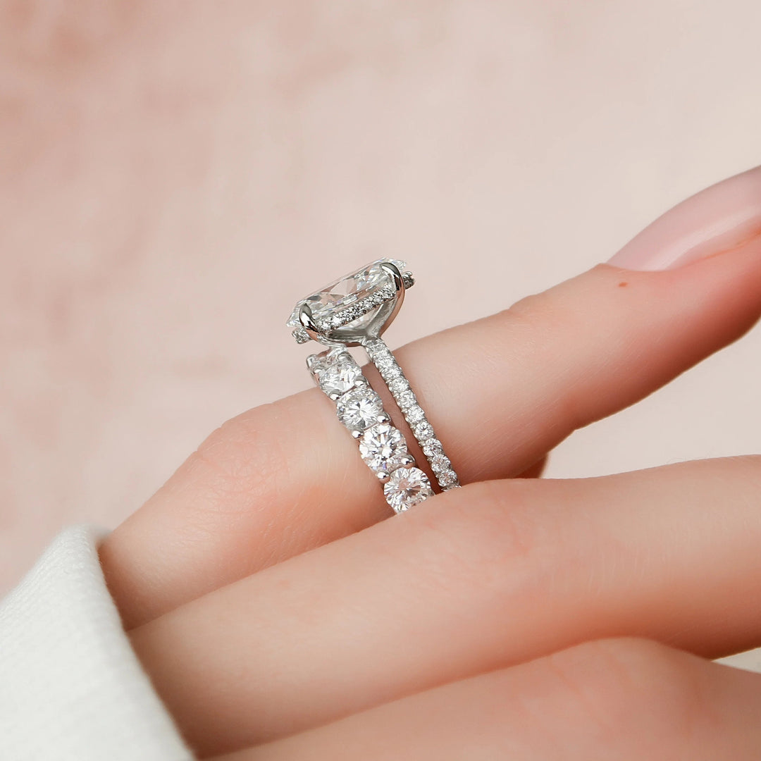 Marquise Cut Cluster Styled Lab Grown Bridal Ring Set