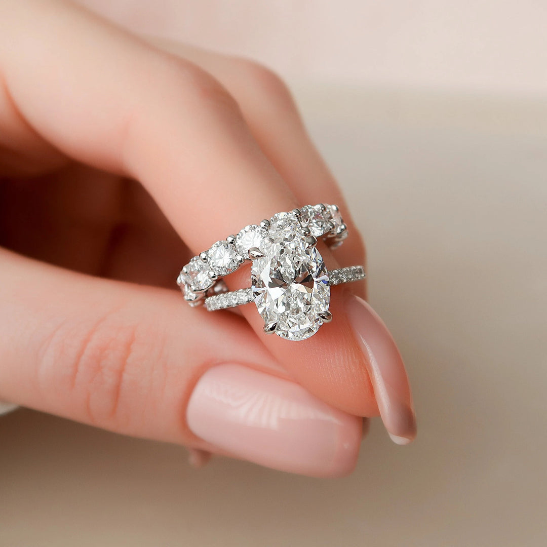 Marquise Cut Cluster Styled Lab Grown Bridal Ring Set
