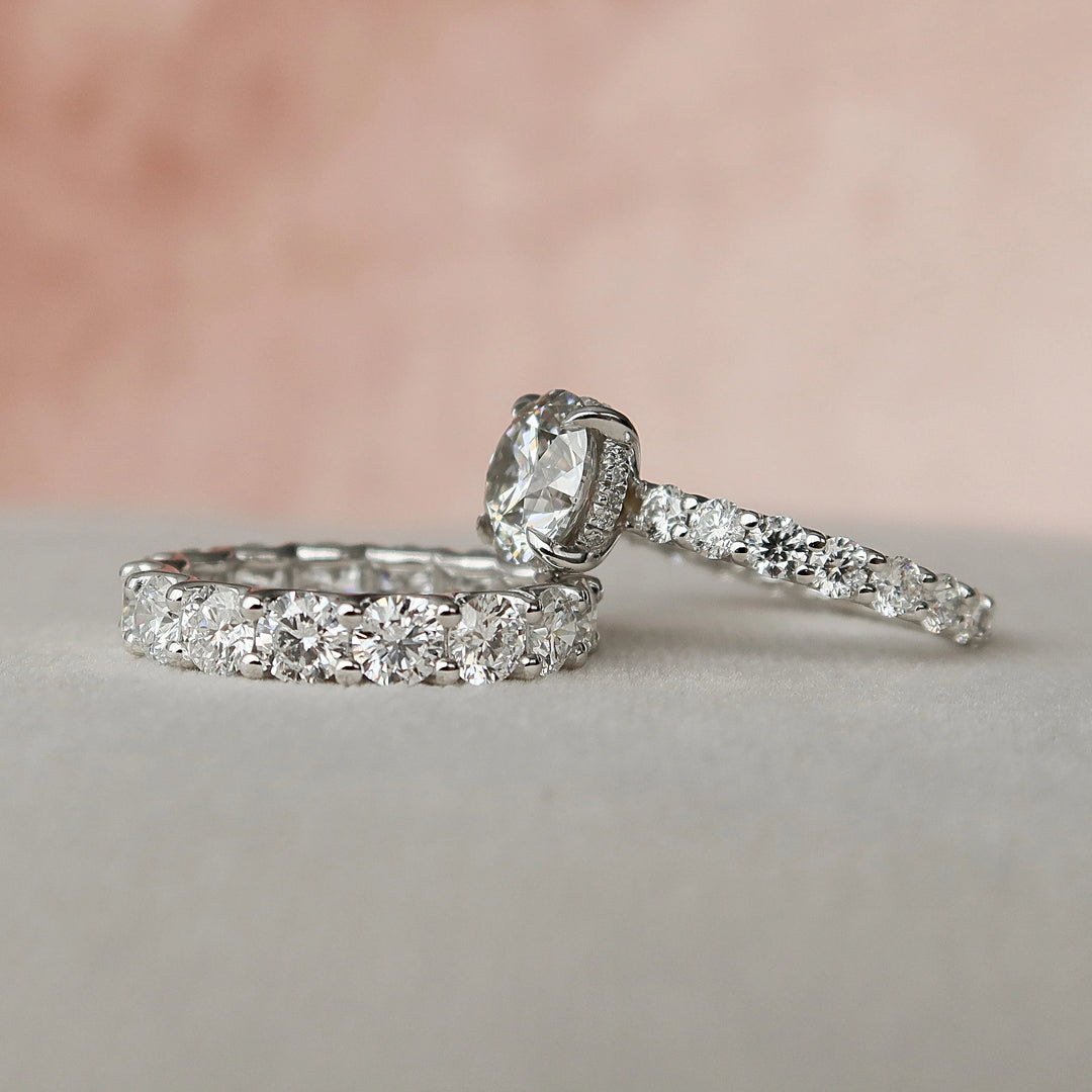 Marquise Cut Cluster Styled Lab Grown Bridal Ring Set