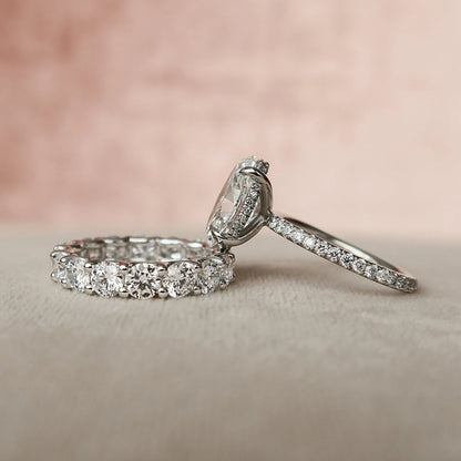 Marquise Cut Cluster Styled Lab Grown Bridal Ring Set