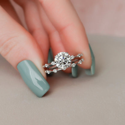Marquise Cut Cluster Styled Lab Grown Bridal Ring Set