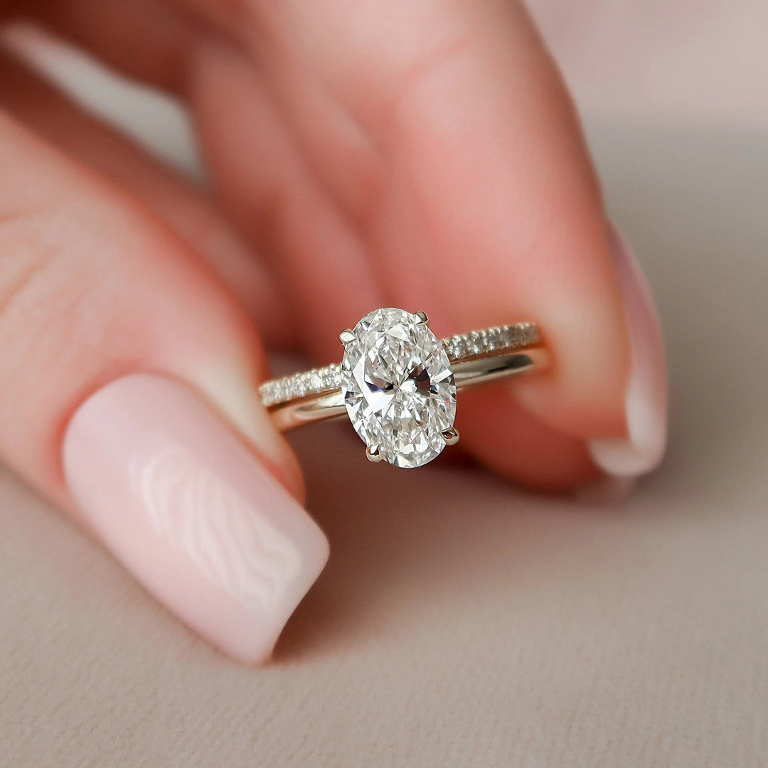 Marquise Cut Cluster Styled Lab Grown Bridal Ring Set
