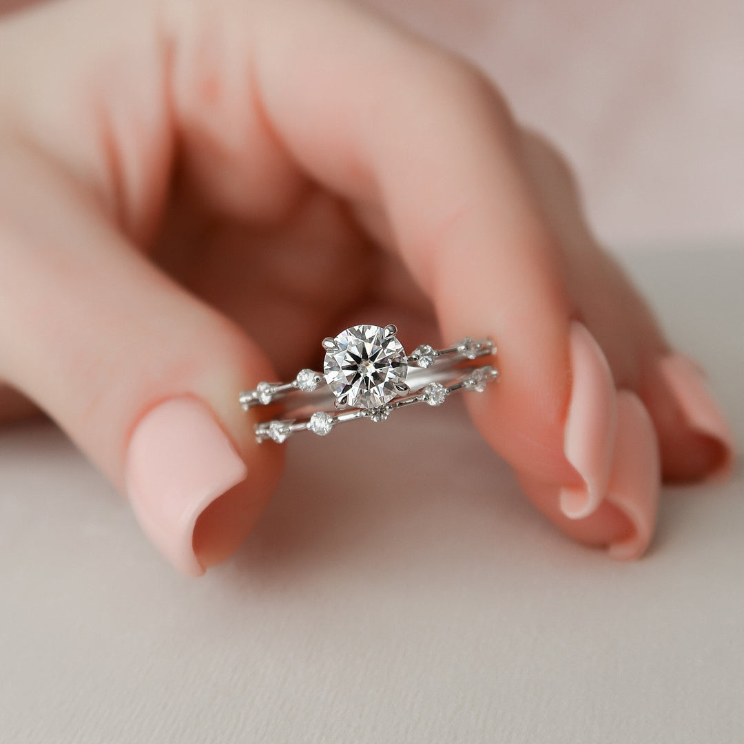 Marquise Cut Cluster Styled Lab Grown Bridal Ring Set
