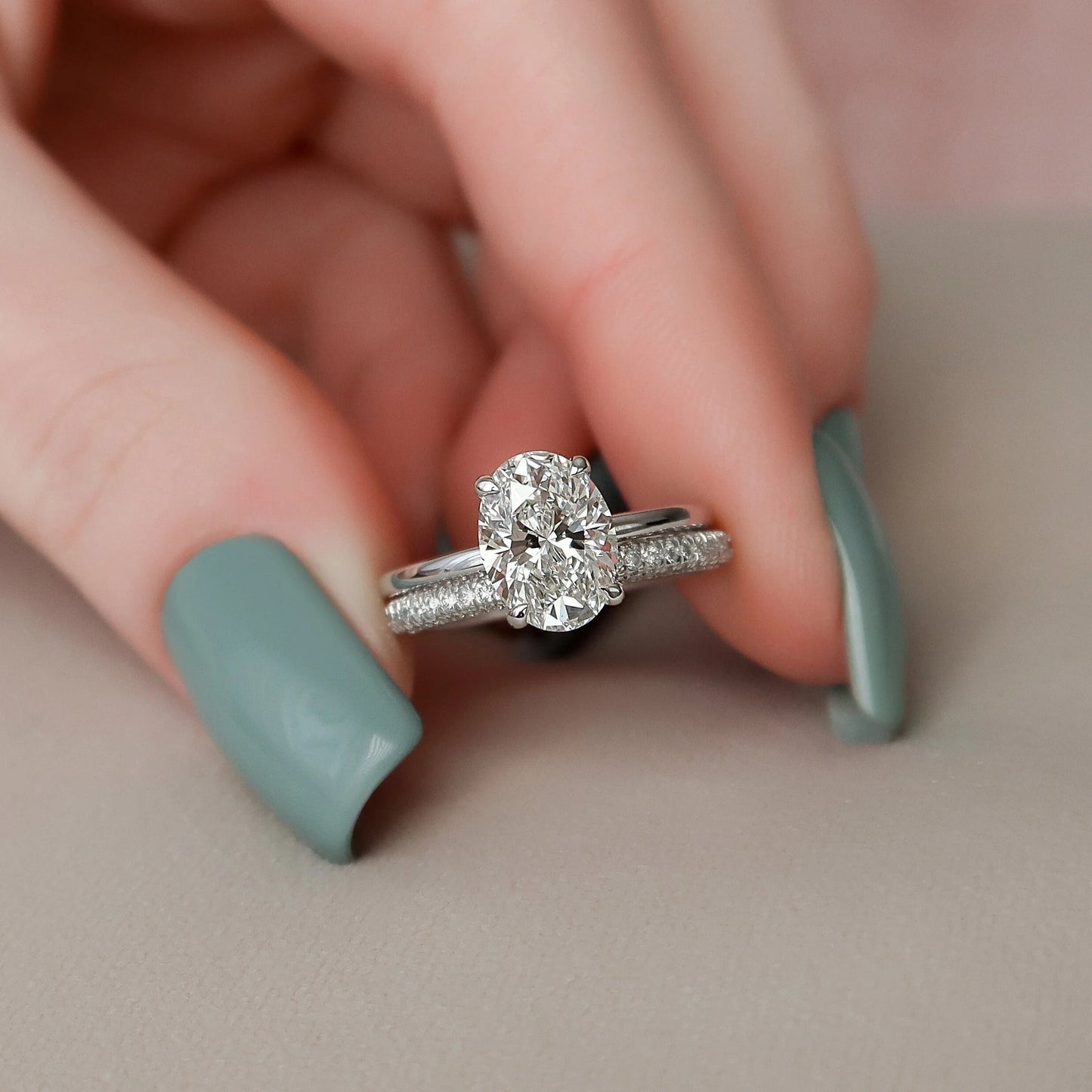 Marquise Cut Cluster Styled Lab Grown Bridal Ring Set