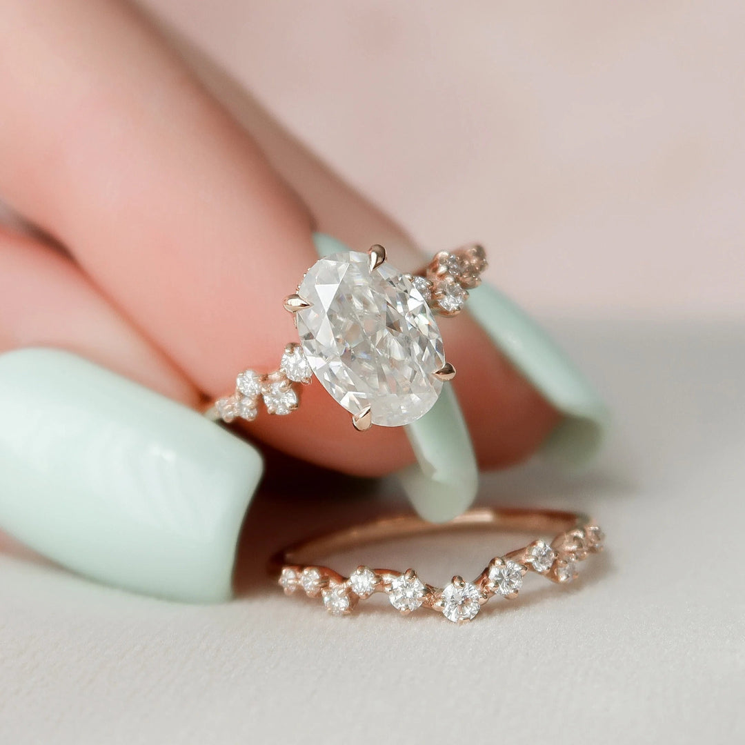 Marquise Cut Cluster Styled Lab Grown Bridal Ring Set