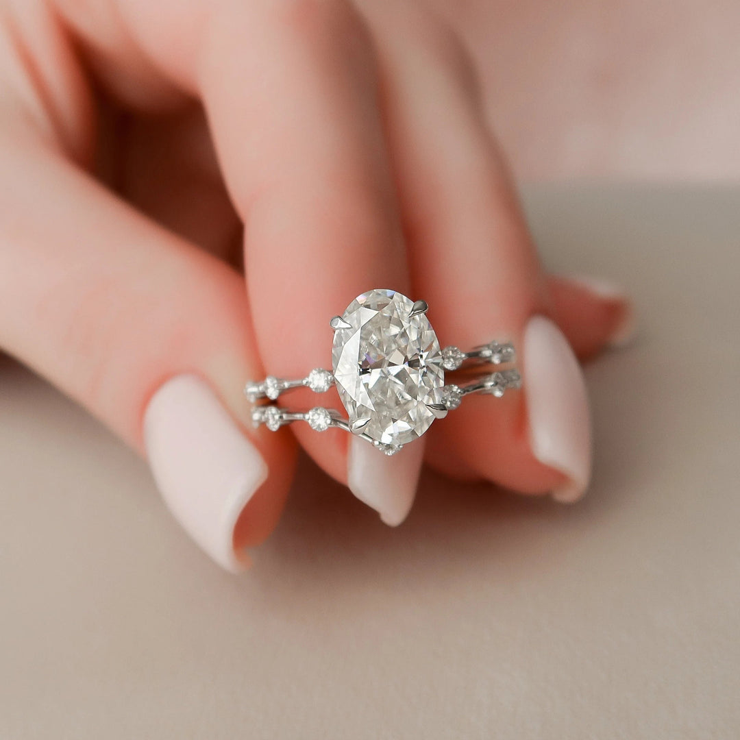 Marquise Cut Cluster Styled Lab Grown Bridal Ring Set