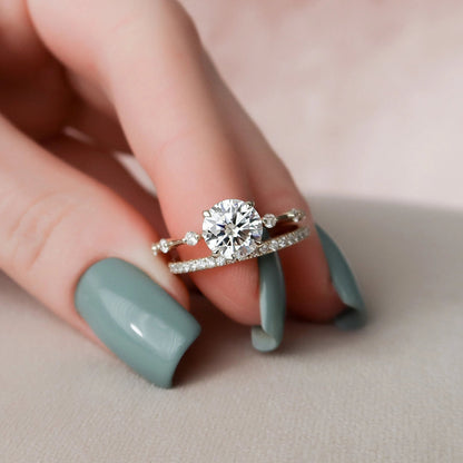 Marquise Cut Cluster Styled Lab Grown Bridal Ring Set