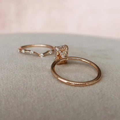 Marquise Cut Cluster Styled Lab Grown Bridal Ring Set