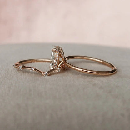 Marquise Cut Cluster Styled Lab Grown Bridal Ring Set