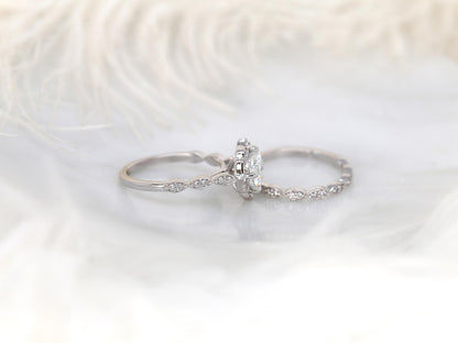 1.7 CT Cushion Cut Floral Halo & Pave Lab Grown Diamond Bridal Ring Set