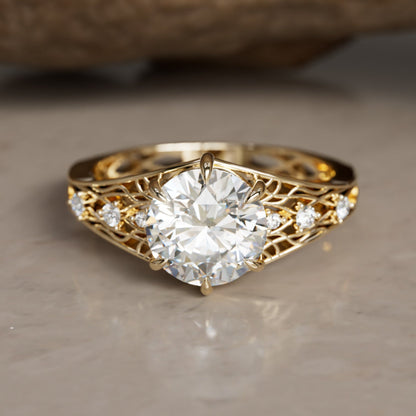 Marquise Shaped Three Stone Lab Grown Diamond Engagement Ring