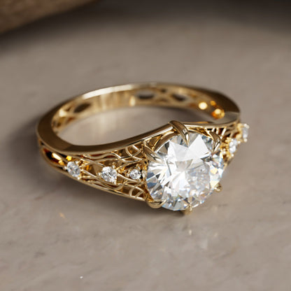 Marquise Shaped Three Stone Lab Grown Diamond Engagement Ring