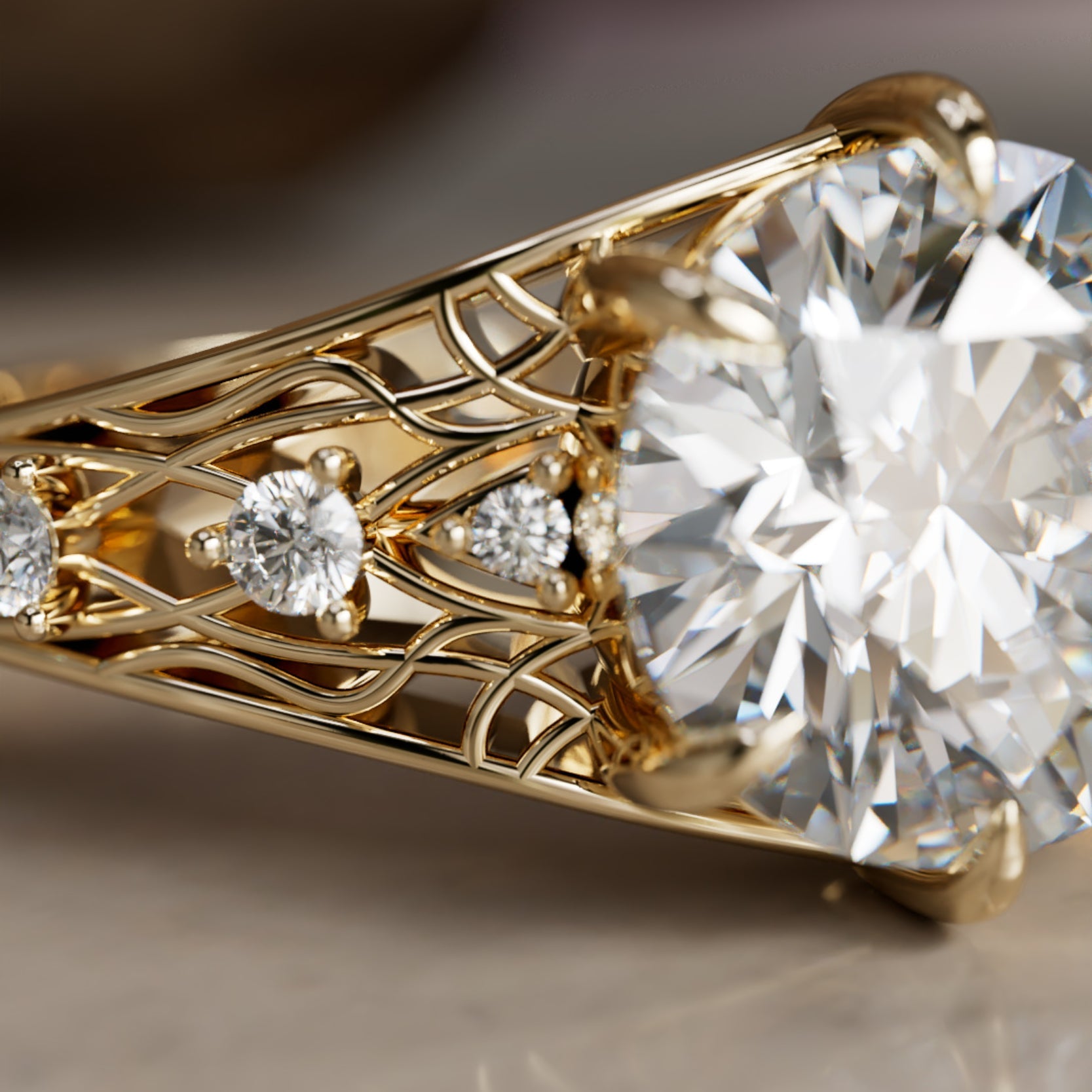 Marquise Shaped Three Stone Lab Grown Diamond Engagement Ring