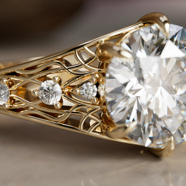 Marquise Shaped Three Stone Lab Grown Diamond Engagement Ring