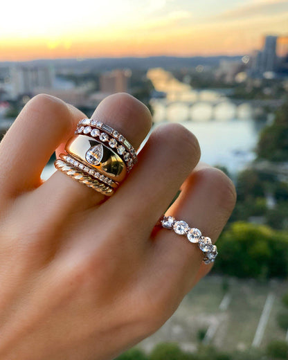 0.25 TCW Round Shaped Half Eternity Lab Grown Diamond Wedding Band