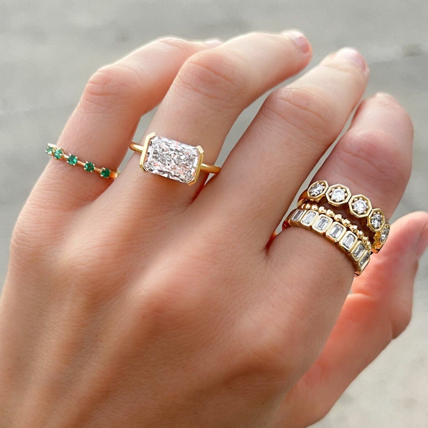 Marquise Shaped Three Stone Lab Grown Diamond Engagement Ring