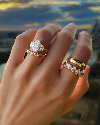 Marquise Shaped Three Stone Lab Grown Diamond Engagement Ring