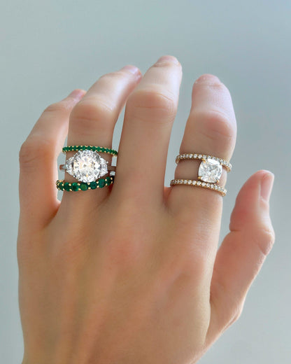 Marquise Shaped Three Stone Lab Grown Diamond Engagement Ring