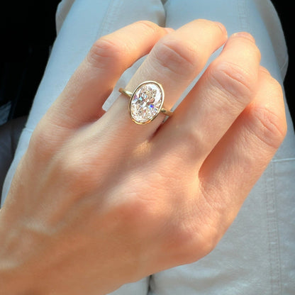 Marquise Shaped Three Stone Lab Grown Diamond Engagement Ring