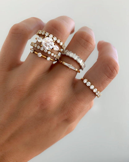 0.25 TCW Round Shaped Half Eternity Lab Grown Diamond Wedding Band