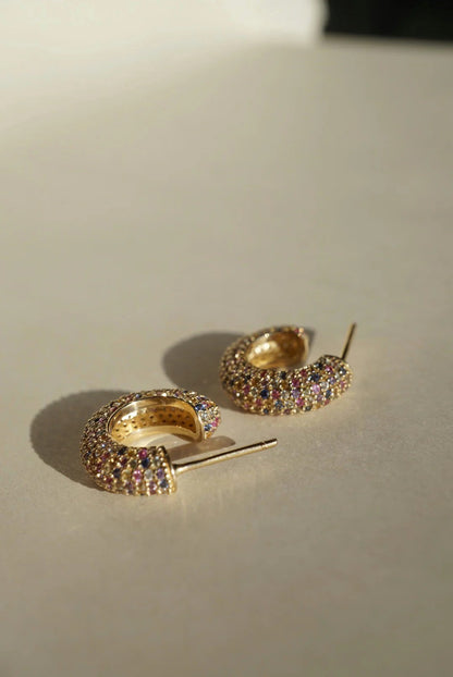 Macaroni Hoop Earrings with Sapphires