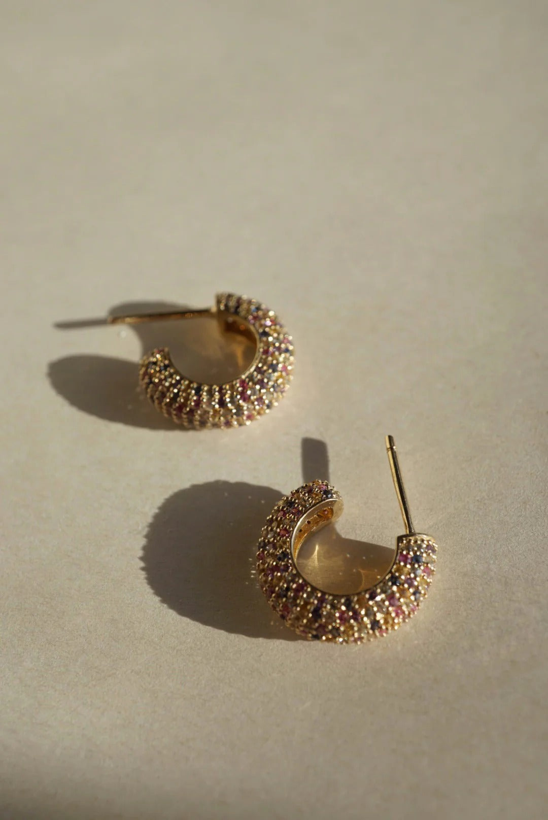 Macaroni Hoop Earrings with Sapphires
