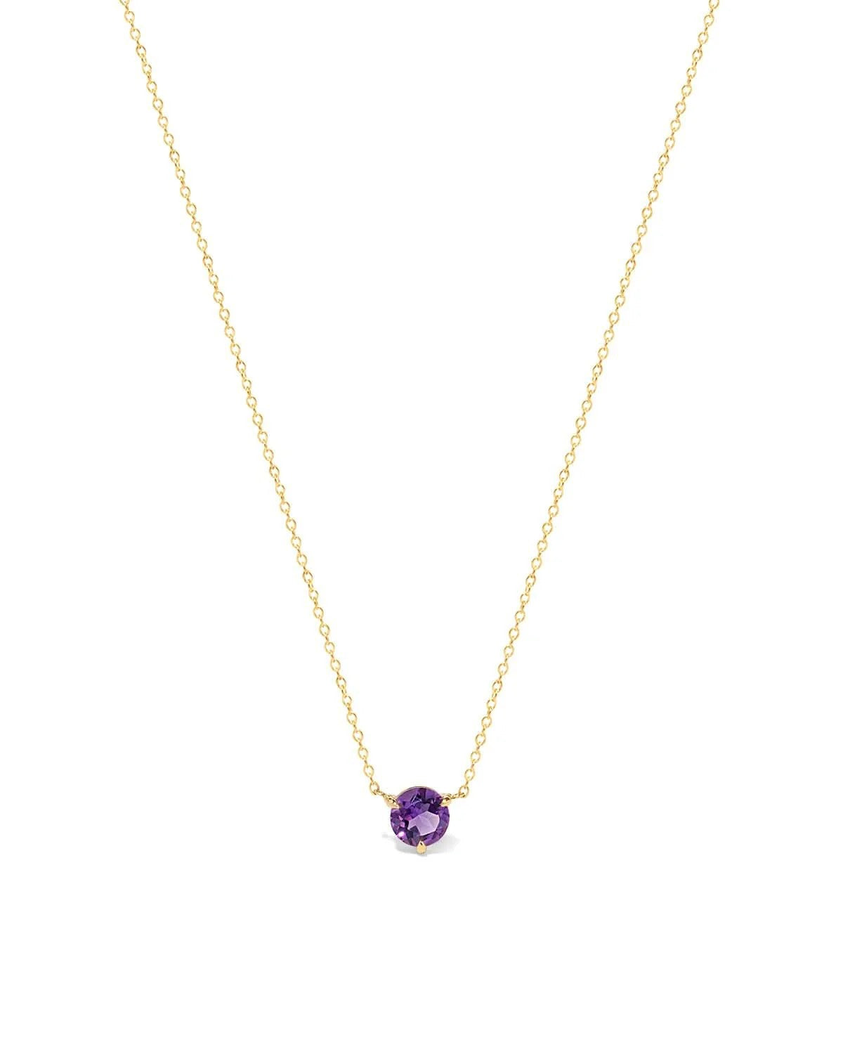 Round Solitaire Amethyst Gemstone Necklace