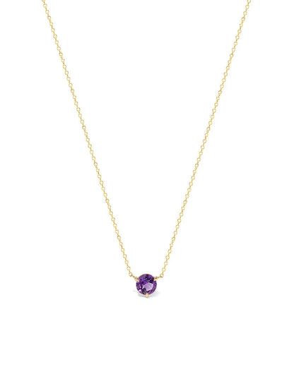 Round Solitaire Amethyst Gemstone Necklace