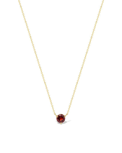 Round Solitaire Garnet Gemstone Necklace