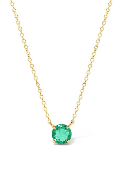 Round Solitaire Emerald Gemstone Necklace