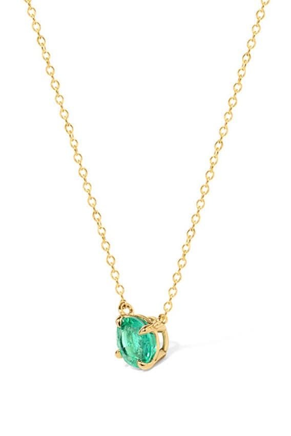 Round Solitaire Emerald Gemstone Necklace