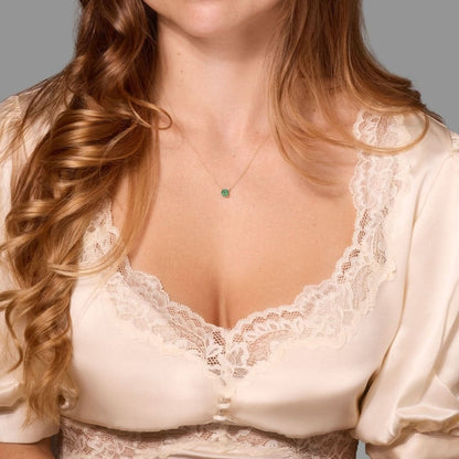 Round Solitaire Emerald Gemstone Necklace