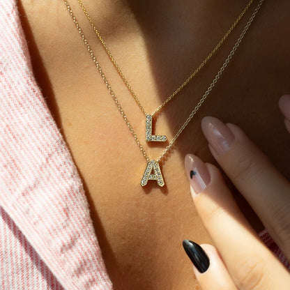 Initial Diamond Pendant Necklace