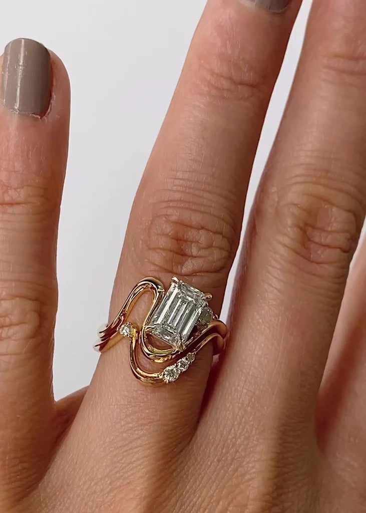 1.9 CT Emerald Cut Lab Grown Diamond Engagement Ring (Only Ring)