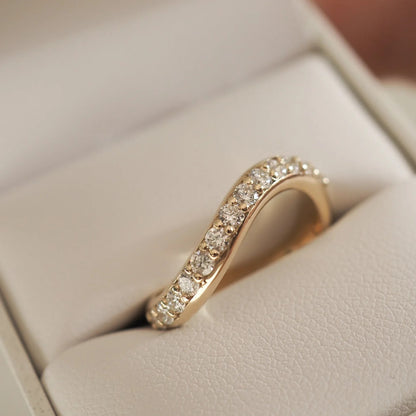 0.10 TCW Round Shaped Half Eternity Lab Grown Diamond Wedding Band