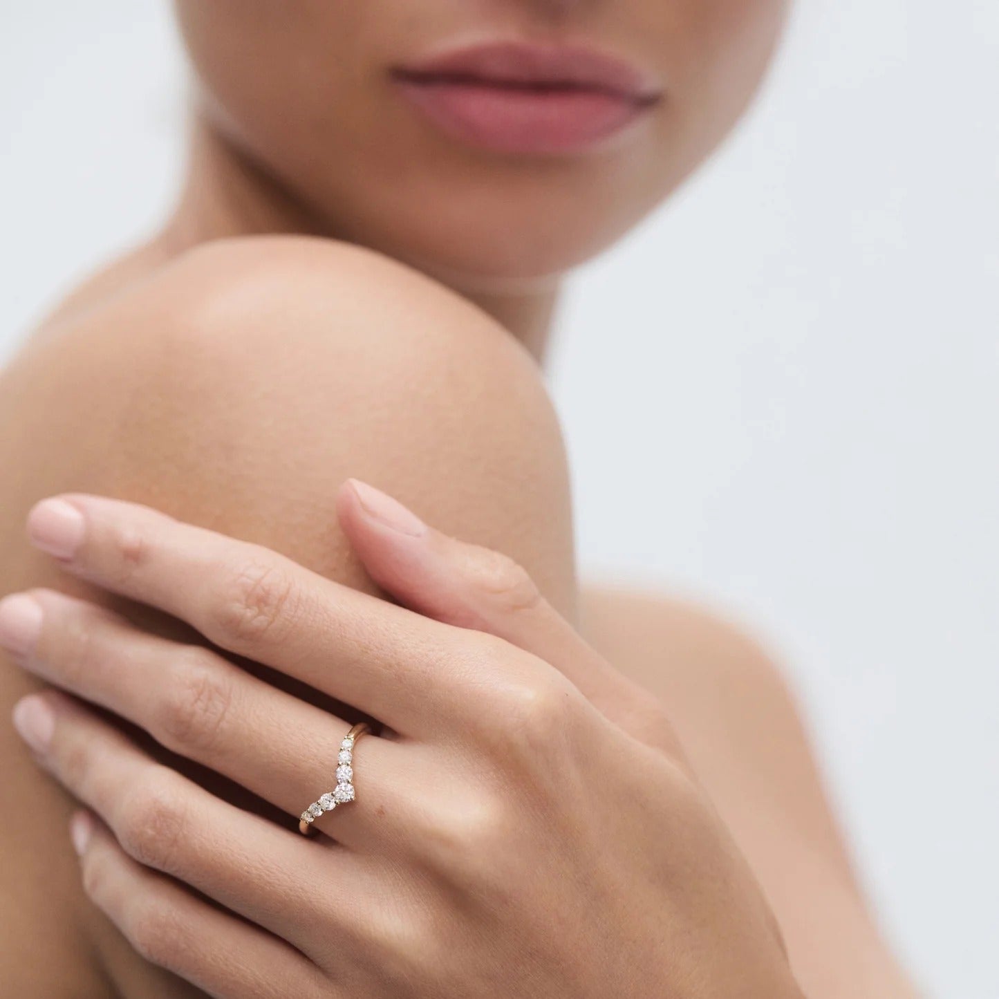 1.1 TCW Round Stones Curved Lab Grown Diamond Wedding Band