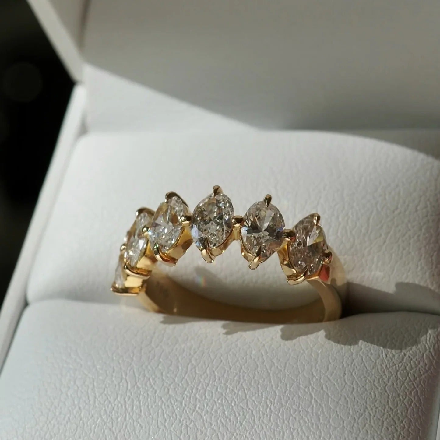 1.65 TCW Oval Stones Half Eternity Lab Grown Diamond Wedding Band