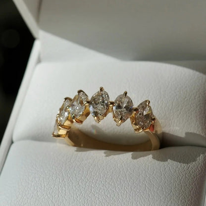 1.65 TCW Oval Stones Half Eternity Lab Grown Diamond Wedding Band