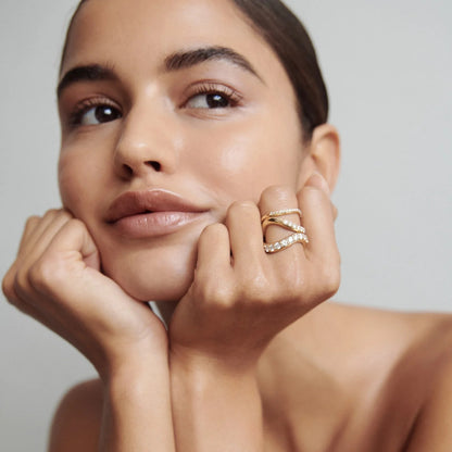 0.10 TCW Round Shaped Half Eternity Lab Grown Diamond Wedding Band