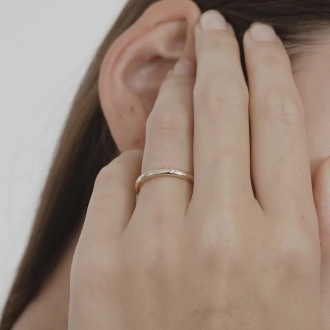 0.01 TCW Round Shaped Flush Setting Lab Grown Diamond Wedding Band