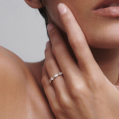 0.20 TCW Marquise Stones Half Eternity Lab Grown Diamond Wedding Band