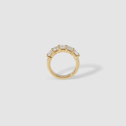 5 TCW Emerald Shaped Half Eternity Lab Grown Diamond Wedding Band